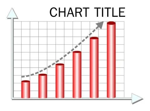 Illustrative chart, template with red columns and rising trend curve, infogra Stock Illustration