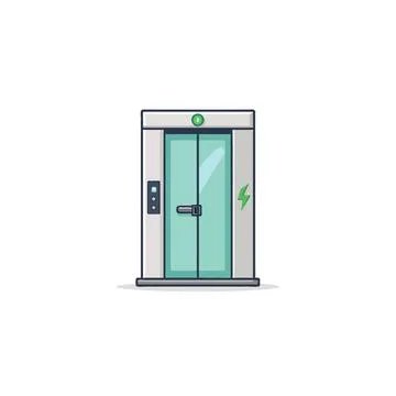 Illustrative depiction of an energy-efficient elevator emphasizing environm.. Ilustración de archivo