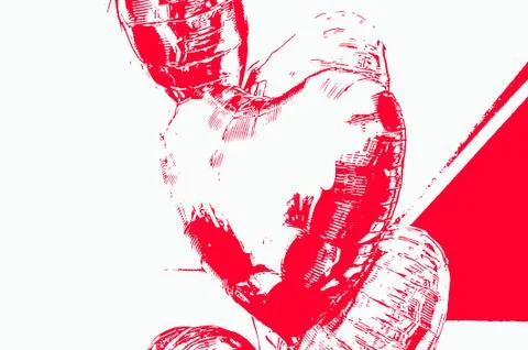 Illustrative drawing of heart shape in red and white colors with copy space Stock Illustration