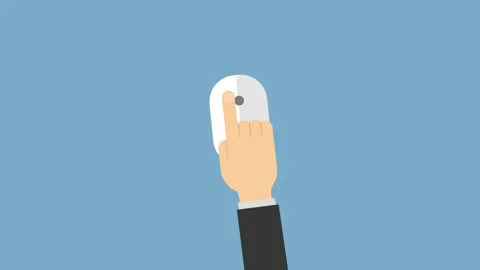 Illustrative Graphic of Hand Operating Computer Mouse on Blue Background 스톡 동영상 341920152