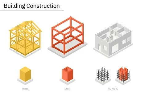 Illustrative illustrations of building structures, isometric illustrations .. Ilustración de archivo