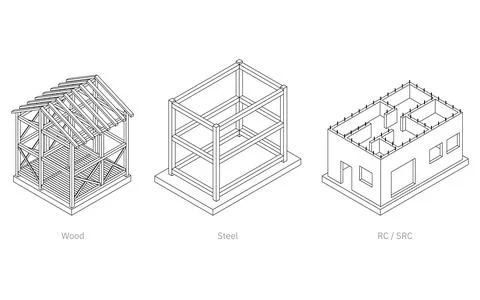 Illustrative illustrations of building structures, isometric illustrations .. Stock Illustration