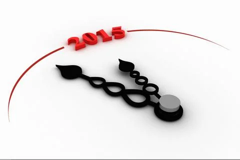 Illustrative image of 2015 on clock Illustrazione stock