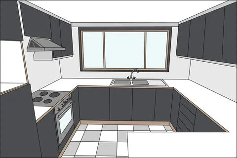 Illustrative image of empty kitchen Stock Illustration