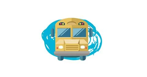 Illustrative image of school bus with blue scribbles against white background, Stock Illustration