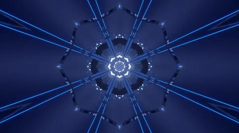 Illustrative of a mandala pattern with blue light rays Illustrazione stock