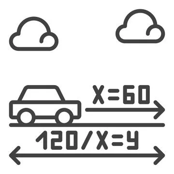 Illustrative Mathematics Task with Car vector concept line icon Stock Illustration
