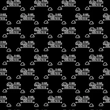 Illustrative Mathematics Task with Car vector concept dark outline seamless.. イラスト素材