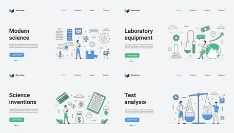 An illustrative modern science web template vector featuring lab equipment and Stockillustratie