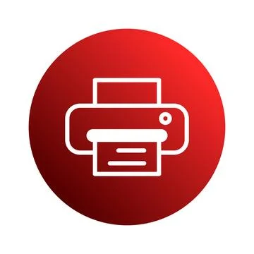 Illustrative printer icon in a vibrant red gradient circle providing seamle.. 스톡 일러스트