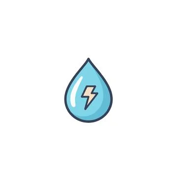 Illustrative representation of power generation from a drop featuring a lig.. Illustrazione stock