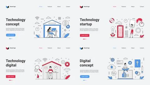 An illustrative web template featuring a modern technology concept and startup Illustrazione stock