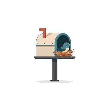Illustrative whimsical bird nest in a postbox charming avian abode a whimsi.. Stock Illustration