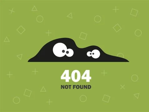 Illustrator of 404 error page not found vector green background with eyes Illustrazione stock