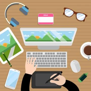 Illustrator Designer Workspace Illustration Stock Illustration