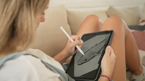 Illustrator drawing save planet concept on tablet. Animal protection. Whale care Stock Footage 239631460