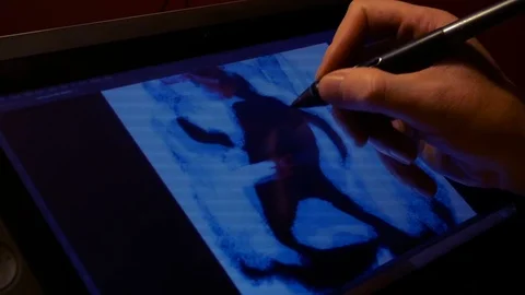 Illustrator draws on a digital tablet Video stock 87686224