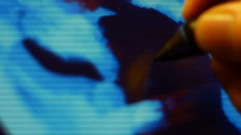 Illustrator draws on a digital tablet Video stock 87686533