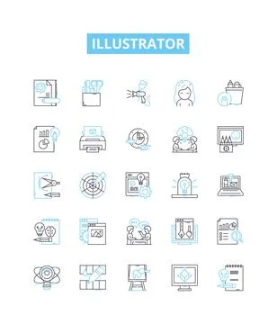 Illustrator vector line icons set. Illustrator, Vector, Design, Drawing, Create Stock Illustration