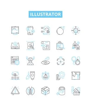 Illustrator vector line icons set. Illustrator, Vector, Design, Drawing, Create Stock Illustration