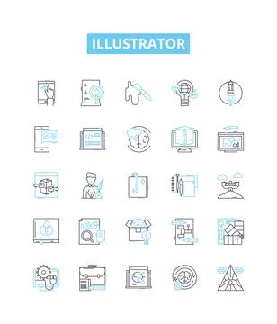 Illustrator vector line icons set. Illustrator, Vector, Design, Drawing, Create Stock Illustration