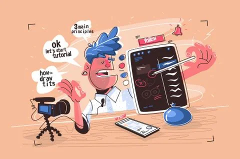 Illustrator at video tutorial Stock Illustration