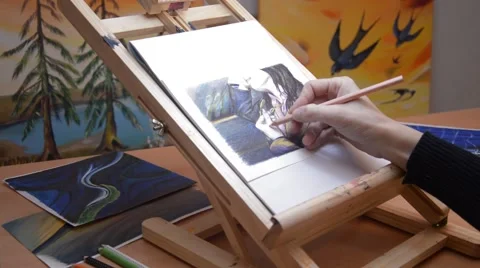 Illustrator at work Stock Footage 46038822