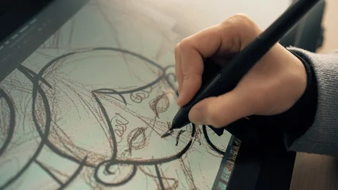  Illustrator working as a full-time free Stock Footage 130070954