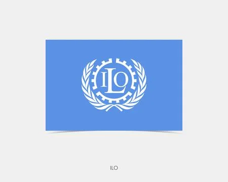 ILO Rectangle flag icon with shadow. Stock Illustration