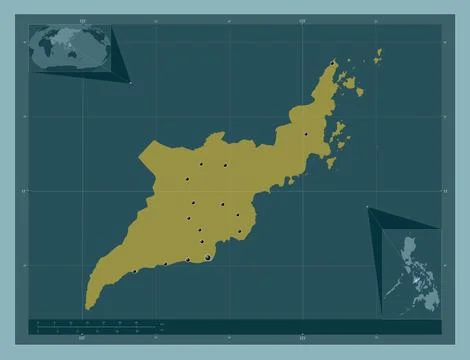Iloilo, Philippines. Solid color shape. Locations of major cities of the regi 库存插图