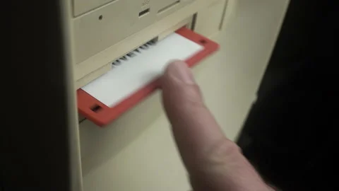 ILOVEYOU Computer Worm Virus on Floppy Disk, Inserting in Drive, Close Up Stock Footage 172529468