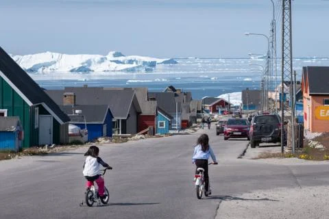 Ilulissat, Greenland - July 25 2019: Children in Greenland Stock Photos