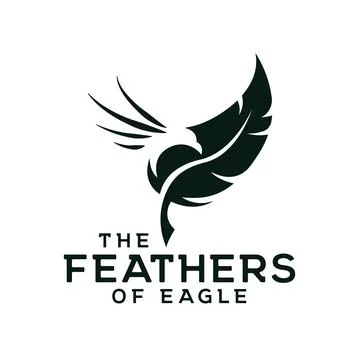 Ilustration feather with abstract eagle silhouette logo template vector Stock Illustration