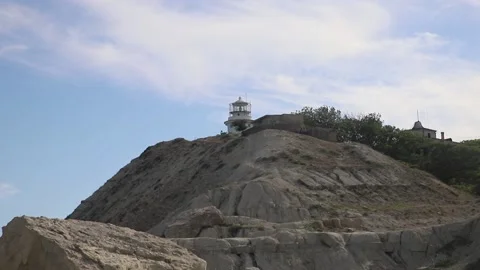 Ilyinsky lighthouse in Feodosia Stock Footage 137538823