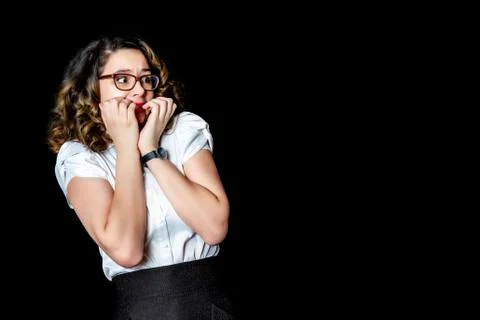 I'm afraid I was afraid. Portrait of a scared woman. Business woman standing  Stock Photos