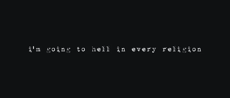 I'm going to hell in every religion, atheist quote, text art illustration. Da Stock Illustration