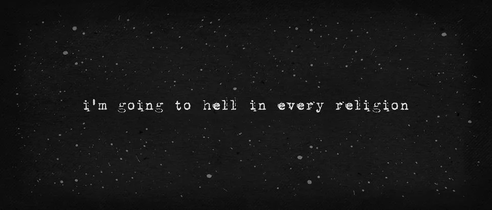 I'm going to hell in every religion. Sarcastic atheist text art illustration, Illustrazione stock