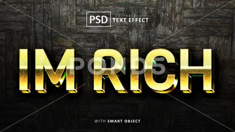 I'm rich 3d text effect editable PSD 템플릿
