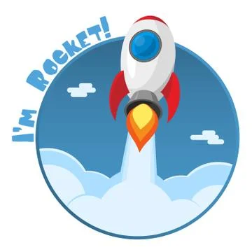 I'm Rocket! Sticker. Vector illustration. Stock Illustration