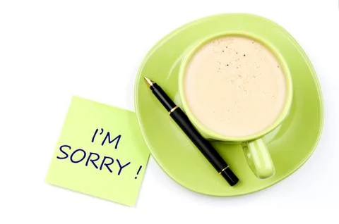 I'm sorry note and coffee 库存照片