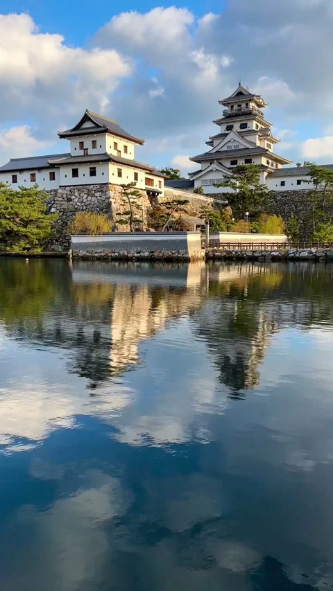 Imabari Castle, one of the three great waterfront castles in Japan Stock Footage 278371676