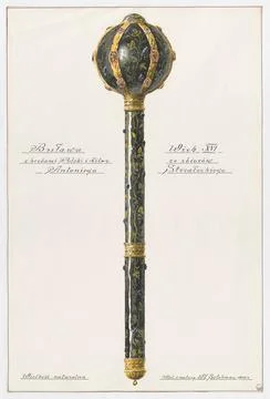 ï»¿Mace with the coats of arms of Poland and Lithuania, from the collectio Stock Photos
