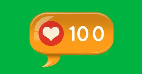 Image of 100 likes on green background Stock Illustration