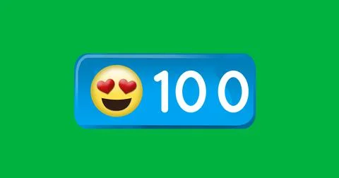 Image of 100 notifications and emoticon over green background Stock Illustration