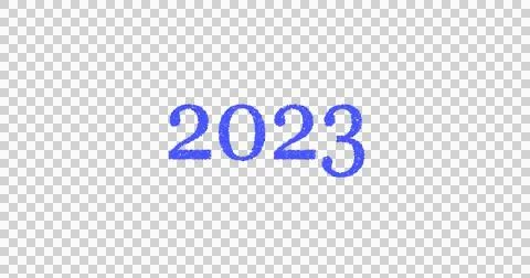 Image of 2023 in blue exploding glitter on white background Stock Illustration