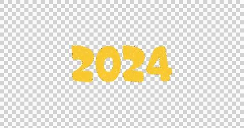 Image of 2024 in gold exploding glitter on white background Stock Illustration