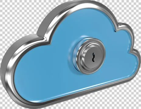 Image of 3d metal blue cloud symbol with lock Stockillustratie