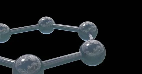 Image of 3d micro of molecules on black background Stock Illustration