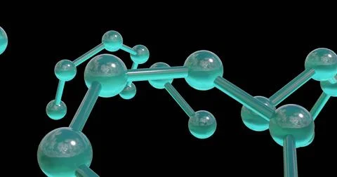 Image of 3d micro of network of molecules on black background Stockfoto's