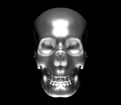 Image 3D model of a human skull in full face, made in shades of gray with rea Stock Illustration